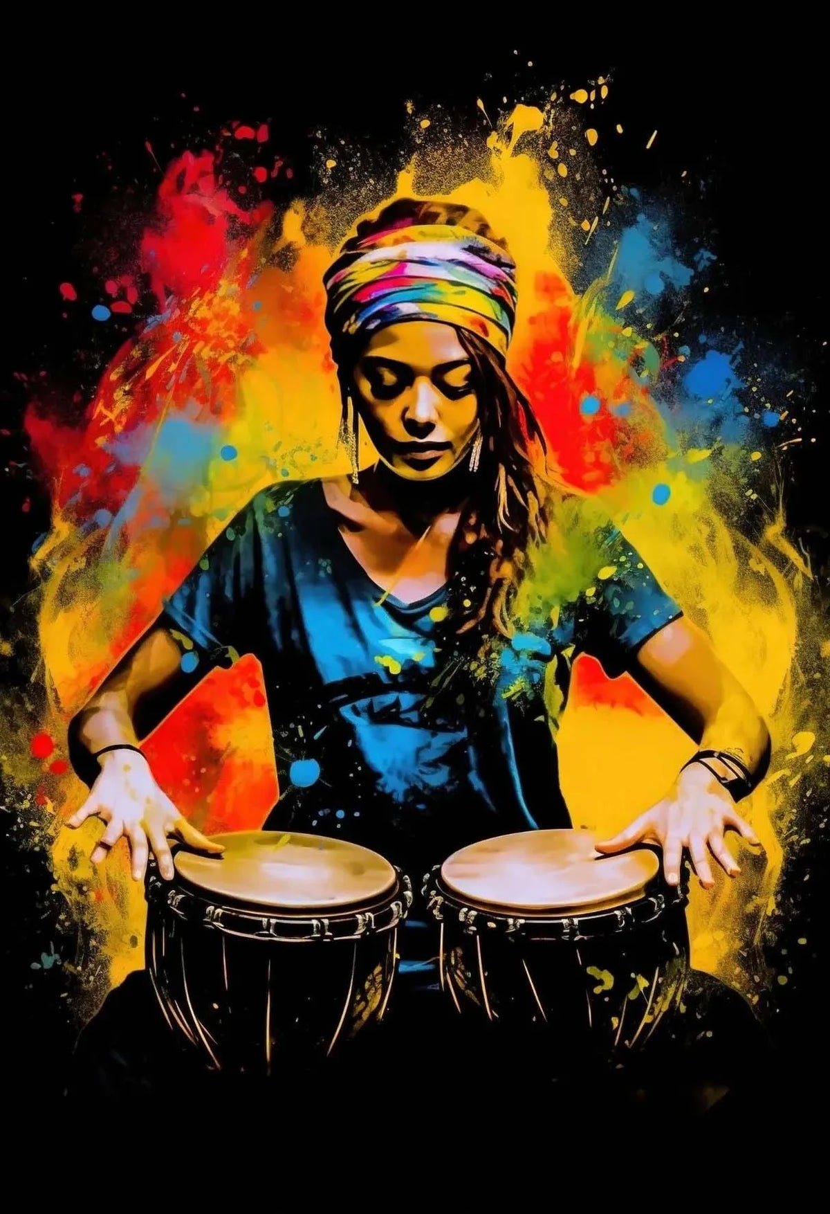 African Drum and Guitar Canvas Prints
