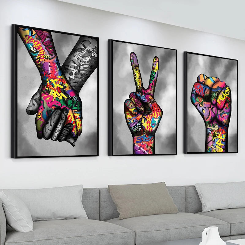 Graffiti Hands and Love Canvas Prints