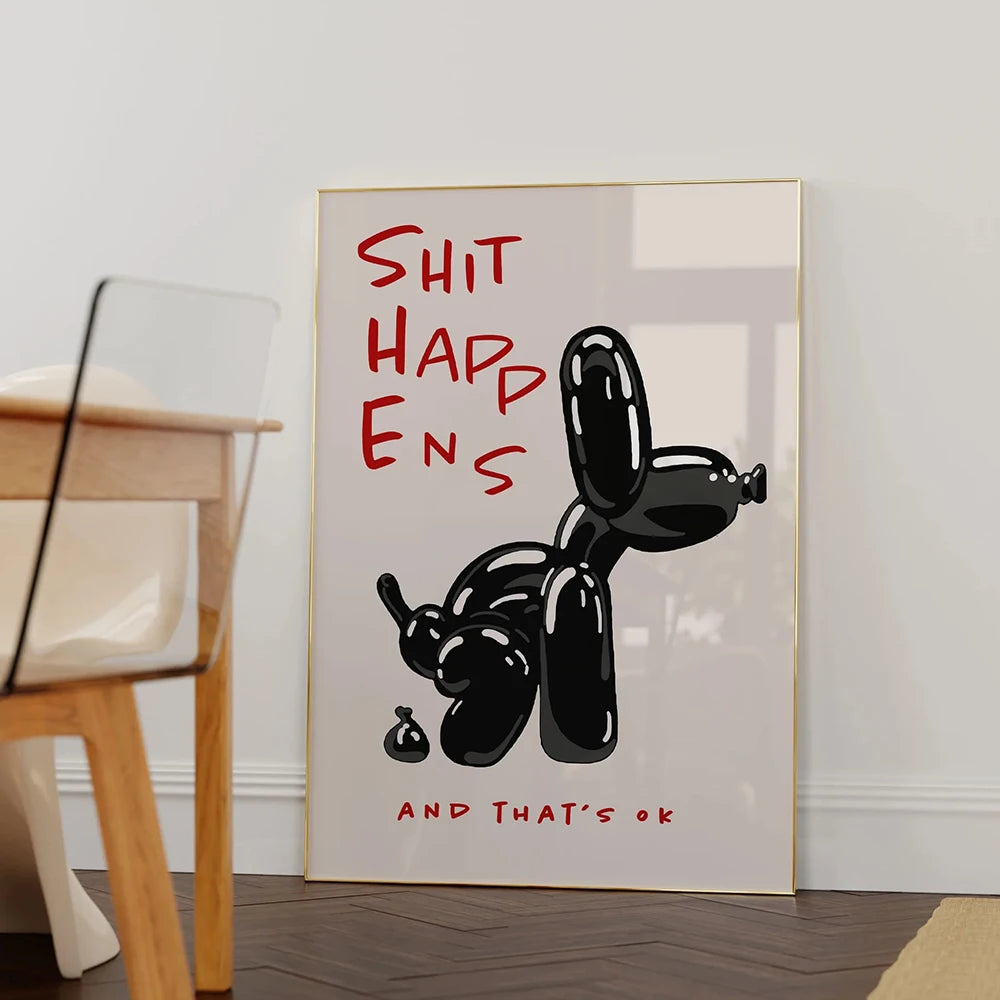 Black Balloon Dog Quote Canvas Print