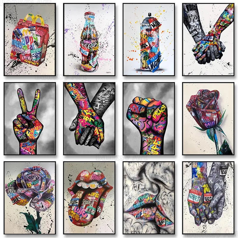 Graffiti Hands and Love Canvas Prints