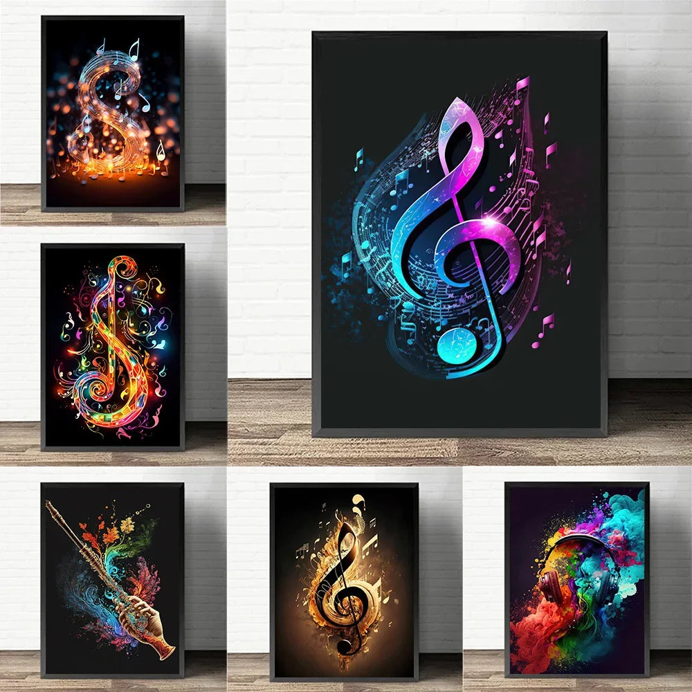 Colourful Musical Notes Canvas Prints