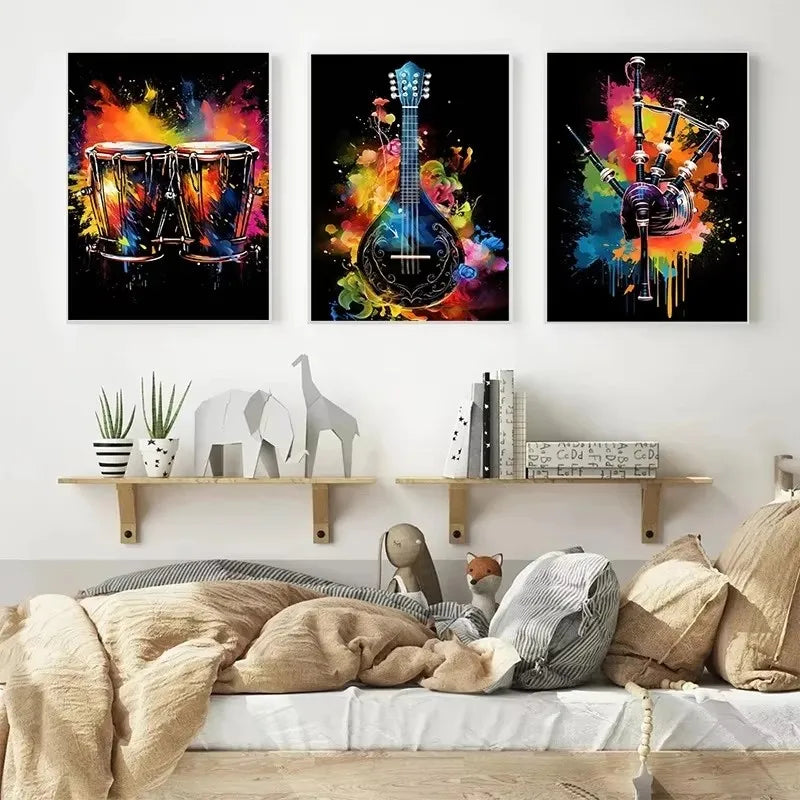 African Drum and Guitar Canvas Prints
