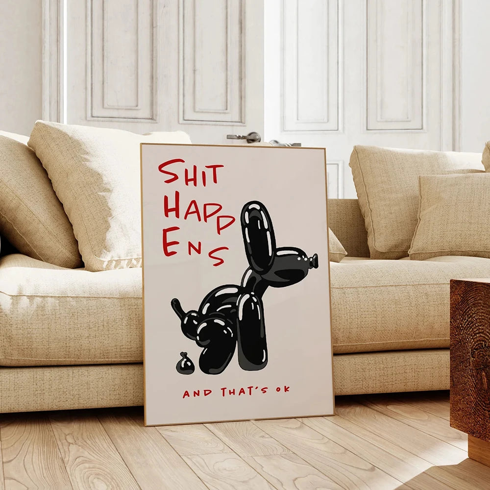 Black Balloon Dog Quote Canvas Print