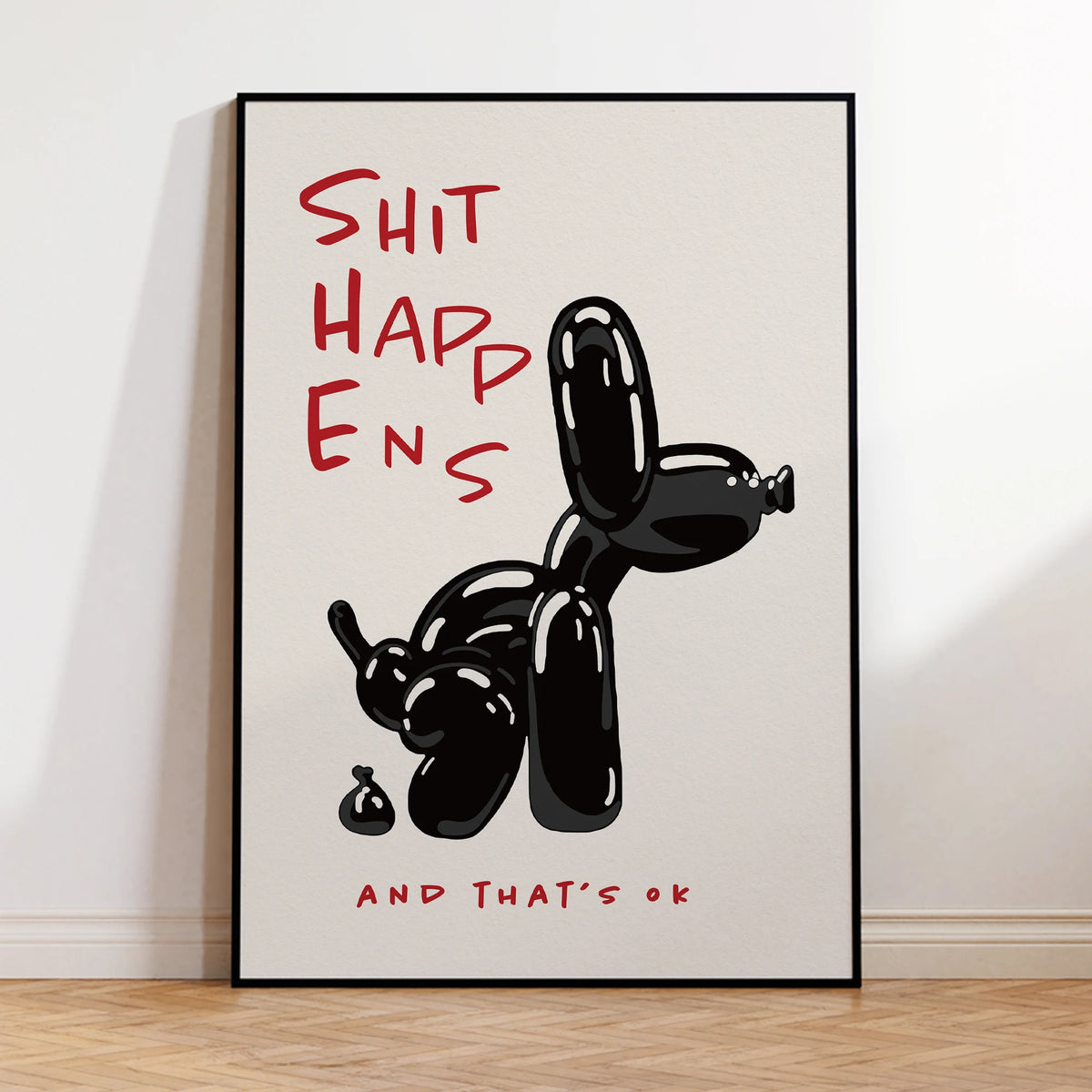 Black Balloon Dog Quote Canvas Print