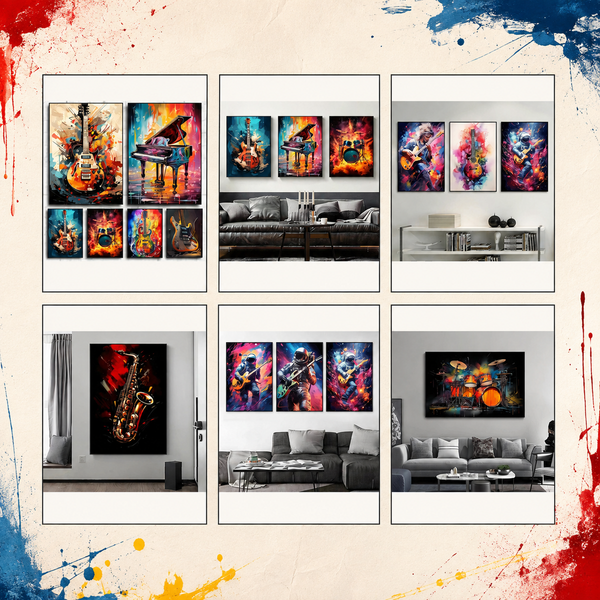 Colour Riot graffiti and music wall art collection