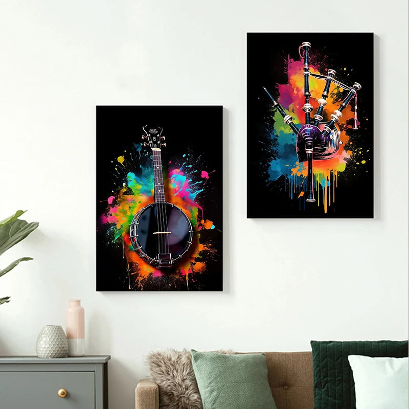 African Drum and Guitar Canvas Prints