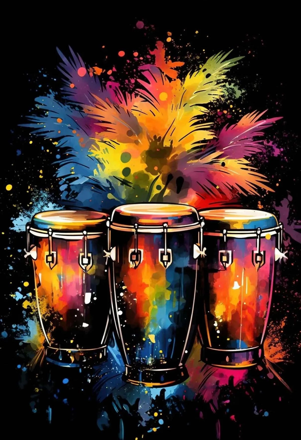 African Drum and Guitar Canvas Prints