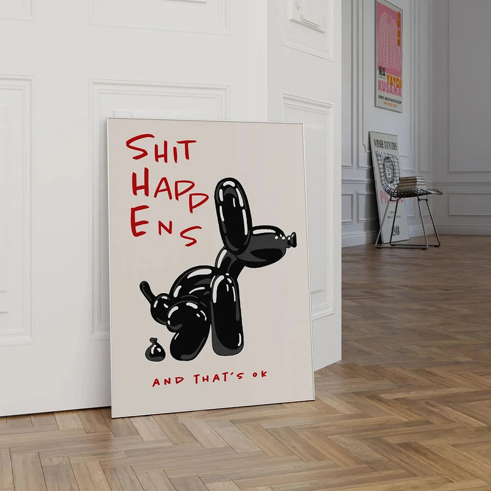 Black Balloon Dog Quote Canvas Print