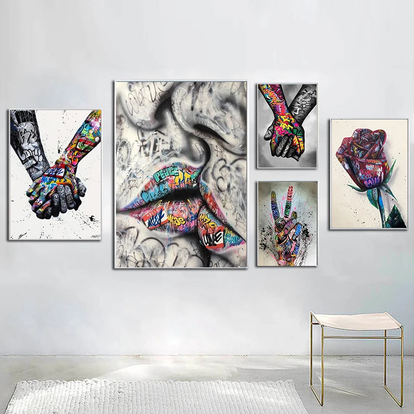 Graffiti Hands and Love Canvas Prints