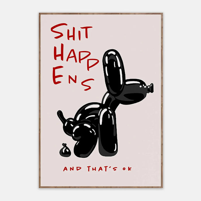 Black Balloon Dog Quote Canvas Print